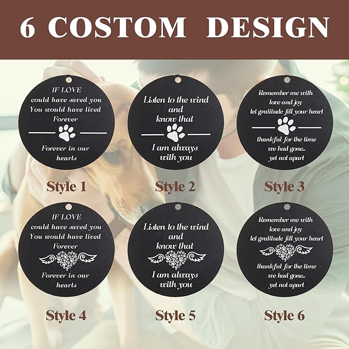 Personalized Dog Memorial 32" Wind Chimes for Outside - Sympathy Gift with Custom Photos for Loss Pet - Adjustable Mute Sound Memorial Gifts for Loss of Dog Laser Engraving,Not Easy to Fade