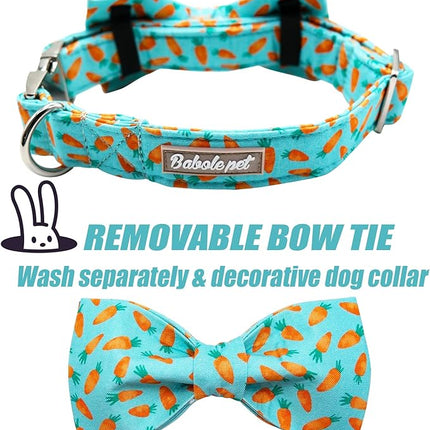 Easter Dog Collar with Bow Tie - Adjustable Easter Carrot Dog Collar Designer Bowtie Collar Metal Buckle Puppy Collars for Small Medium Large Dogs XS