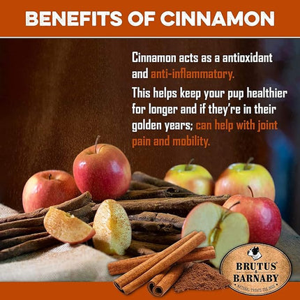 BRUTUS & BARNABY USA Sweet Potato Dog Treats - Crunchy Grain Free Cinnamon Apple Sticks, Promotes Positive Gut Health with Natural Anti-Diarrhea Properties (Cinnamon & Apple, 8 oz)