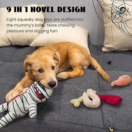 Nocciola Zombie Mummy Dog Toys with Organs: Funny Cool Hide and Seek Squeaky Chew Toys for Puppies, Small and Medium Size Breed, Plush Stuffed Cognitive Puzzle Toys for Training
