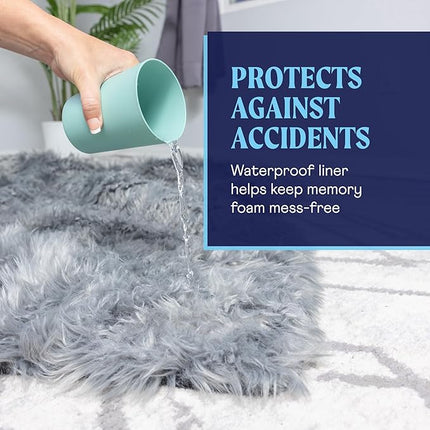 PupRug Orthopedic Dog Bed for Large Dogs with Fluffy Soft Faux Fur and Memory Foam for Joint Pain Relief, Machine Washable and Waterproof Couch Bed, Brown and White, Large/Extra Large