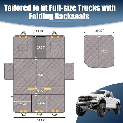 Large Back Seat Extender for Dogs, Paw-Proof & Waterproof Pet Seat Cover with Door Protection for Full-Size Crewcab Trucks, Dog Hammock Reinforced with Glass-Fiber Rods