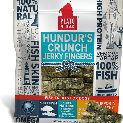 PLATO Hundur's Crunch Jerky Fingers 3.5oz, Natural