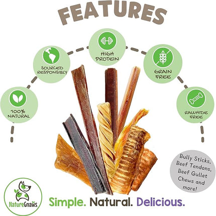 Nature Gnaws Variety Pack for Small Dogs (12 Count) - Bully Sticks, Beef Tendons and Tripe Twists for Dogs - Natural Long Lasting Beef Dog Chew Bones - Rawhide Free