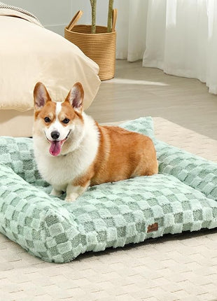 Cat Bed Cat Couch for Puppy and Kitten, Fluffy Pet Sofas Medium Dog Sofa Bed, Supportive Cats Sofa for Indoor Cats, Washable Cover & Non-Slip, 32 inch, Green