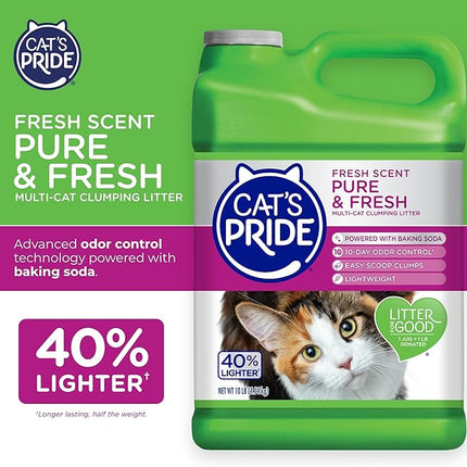 Cat's Pride Premium Lightweight Clumping Litter: Pure & Fresh - Up to 10 Days of Powerful Odor Control - Multi-Cat, Scented, 10 Pounds