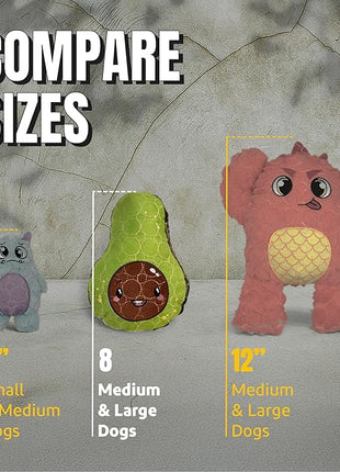 Bite Force - Durable & Strong Dog Toy Avocado Squeaker, Kevlar-Reinforced for Aggressive Chewers for Small Medium Large Dogs - Green.