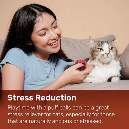 Tuff Kitty Puff Kats' N Us Cat Toy - Mini Size 1 Inch - Sparkle Ball Cat Toys - Glitter Assorted Colors (Pack of 24)