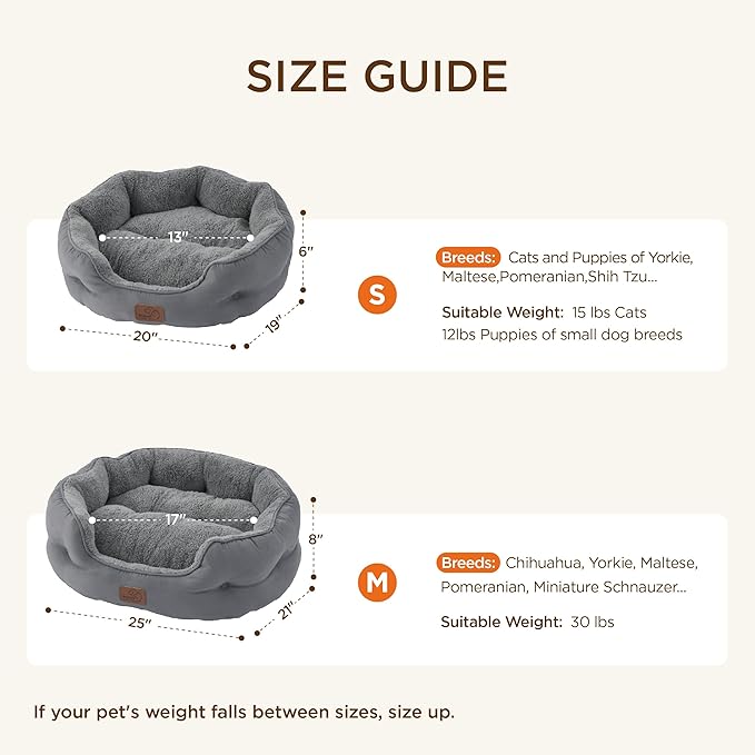 Bedsure Self Warming Cat Bed - Round Cat Beds for Indoor Cats, Washable Pet Bed for Puppy and Kitten with Slip-Resistant Bottom, 20 Inches, Self Warming Grey
