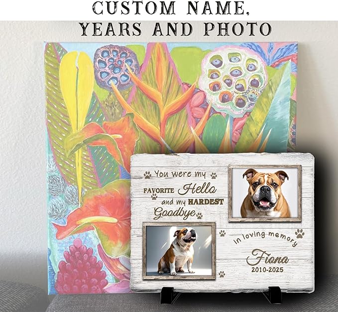 Personalized Pet Memorial Stone, Custom Dog Memorial Gifts for Loss of Dog with Photo Name Date, Dog Remembrance Gift, Loss of Dog Sympathy Gift for Dog Cat Lovers (Quote 3)