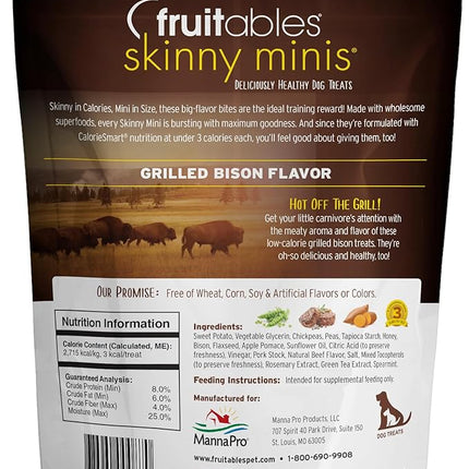 Fruitables Dog Treats, Grilled Bison, 12 Ounces Pack of 2 | Skinny Mini | Low Calorie | Training Treats | Wheat-Free