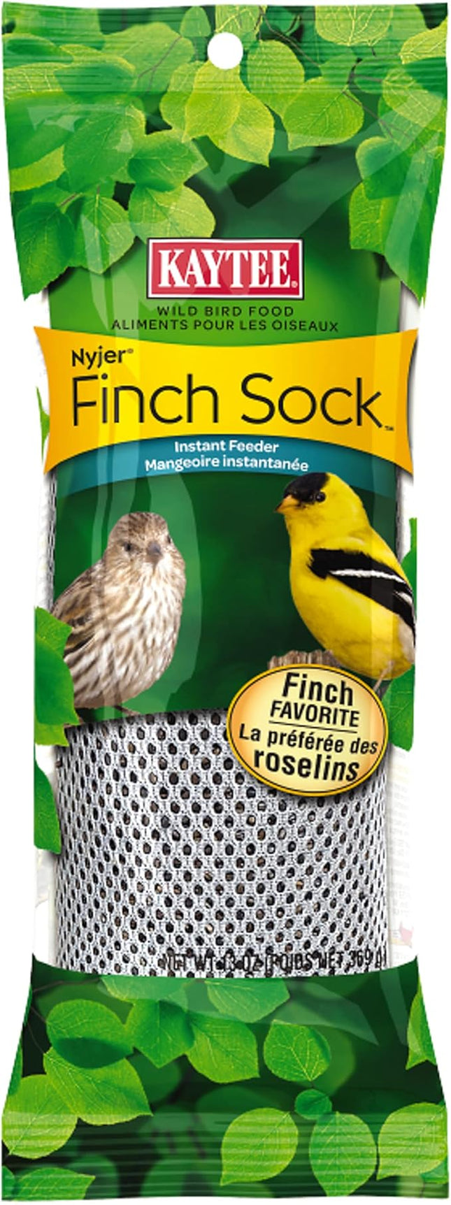 Kaytee Nyjer Wild Bird Food Seed Finch Single Pack Sock Instant Feeder, 13 Ounce