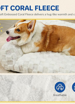 Cat Bed Cats Couch for Puppy and Kitten, Fluffy Pet Couch Small Dog Sofa Bed, Supportive Cat Sofa for Indoor Cats, Washable Cover & Non-Slip, 26 inch, White