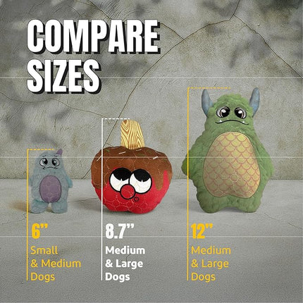 Bite Force -Durable & Strong Dog Toy Candy Apple Buddy with Squeaker, Kevlar-Reinforced for Aggressive Chewers for Small Medium Large Dogs - red.