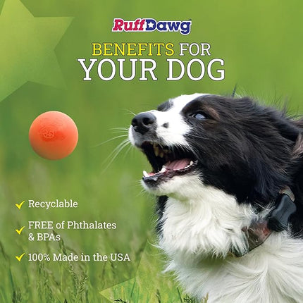 Ruff Dawg Ball XXL – Durable Rubber Dog Toy – Made in USA – Bouncy Ball in Bright Neon Colors – Great for Fetch, Teething & Outdoor Play, Floats in Water