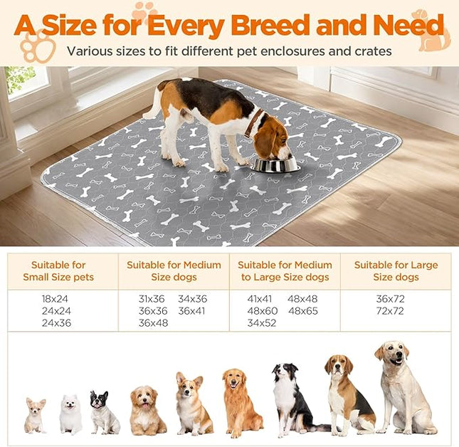 Washable Pee Pads for Dogs, 2Pack Reusable Puppy Pads, Fast Absorbent Dog Pee Pads for Crate Pet Training Pads, Waterproof Whelping Pads for Dogs Bed Mat Crate Indoor (Grey, 18x24)