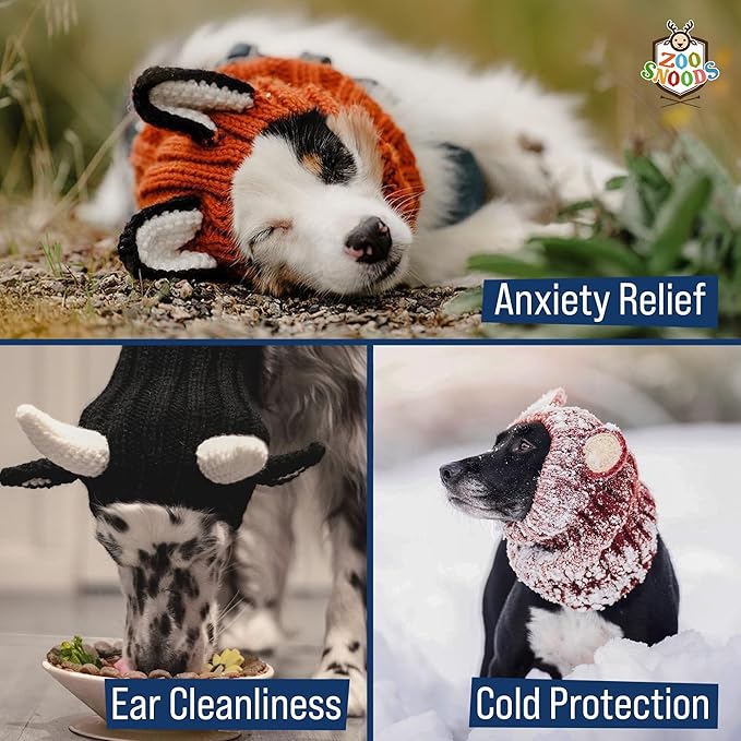 Zoo Snoods Pumpkin Dog Costume - Warm Crochet Snood Wrap for Pets, Neck Ear Cover Protection, Halloween Winter (Large)