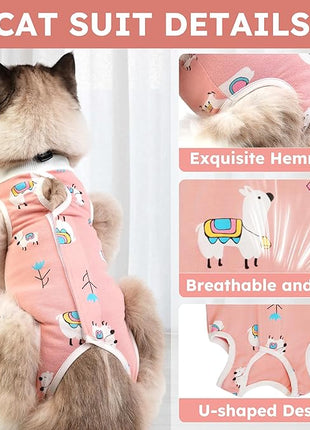 Cat Recovery Suit for Spay Abdominal Wounds, Breathable Cat Onesie for Cats After Surgery Female, Kitten Surgical Recovery Suit Female Cone of Shame Alternative for Cats Anti Licking