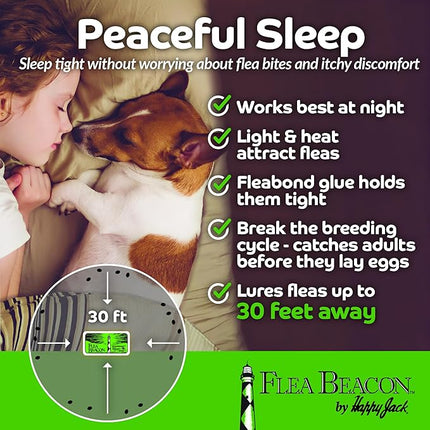 Happy Jack Flea Beacon Kill Fleas in House, Attracts, Traps Indoor Bugs, Breaks Breeding Cycle Before Adults Lay Eggs, Safe, Fast, & Clean Way to Get Rid of Indoor Pests, Made in USA