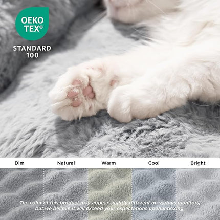 LE SURE Cute Cat Couch for Pets - Fluffy Original Bear Design for Small Dog Bed, Supportive Dog Couch with Removable Washable Cover, Puppy Bed for Small and Medium Dogs, 28inch, Pastel Grey