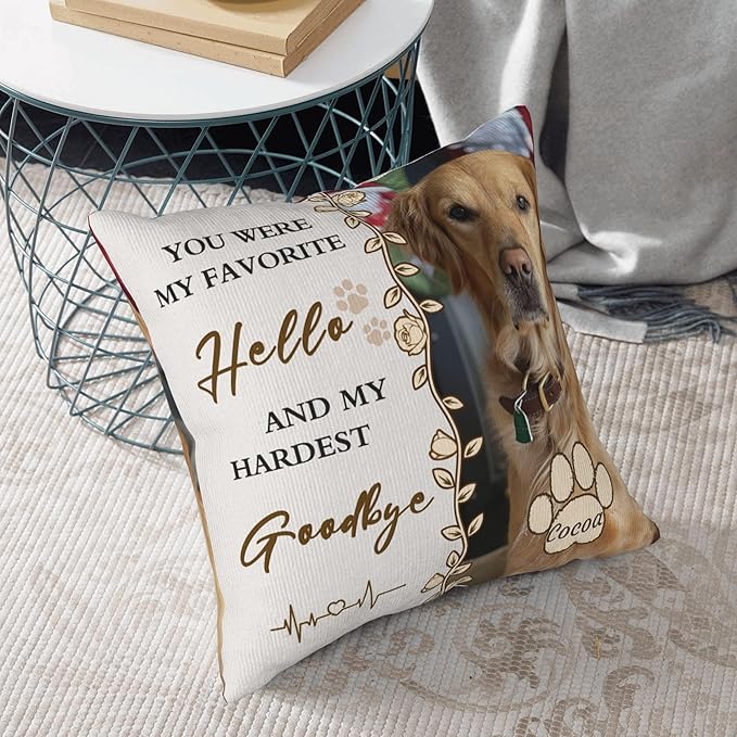 Funnylife Personalized Pet Memorial Throw Pillow with Photo Pet Memorial Gifts for Dogs Cats Loss of Dog Sympathy Gift Dog Bereavement Remembrance Picture Pillow