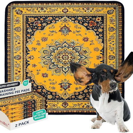 Qeils Washable Pee Pads for Dogs, 2 Pack Reusable Puppy Pads 36"x36" Super Absorbent Leakproof Dog Training Pads, Non-Slip Potty Pads for Crate, Floor, Couch, Whelping Pads Litter Mat Puppy Supplies