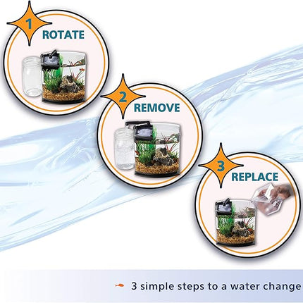 Aqueon LED MiniBow Small Aquarium Fish Tank Kit with SmartClean Technology, Black, 5 Gallon