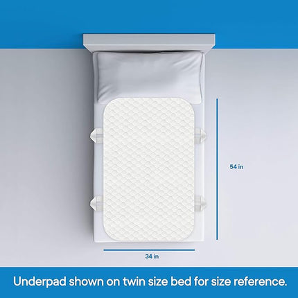 RMS Ultra Soft 4-Layer Washable and Reusable Incontinence Bed Pad - Waterproof Bed Pads with 4 Convenient Handles to Assist in Home Health Care, 34X54 Inch