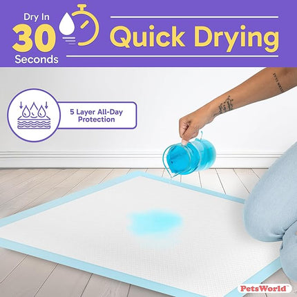 PetsWorld XL Dog Pee Pads 30"x36", 1,500-Count – Heavy Duty, Leak-Proof Potty Training Pads for Puppies & Large Dogs, Super Absorbent, Quick-Dry Disposable Pads with Odor Control
