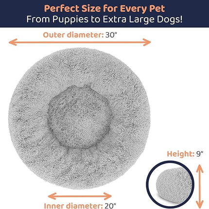 Donut Dog Bed - Premium Comfort for Anxiety Relief - Fluffy & Calming Design with Ultra-Plush Support | Cozy Round Dog Bed with Super Soft Circle Style (Grey, Medium)