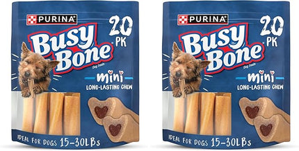 Purina Busy Made in USA Facilities Small Breed Dog Bones, Mini - 20 ct. Pouch (Pack of 2)