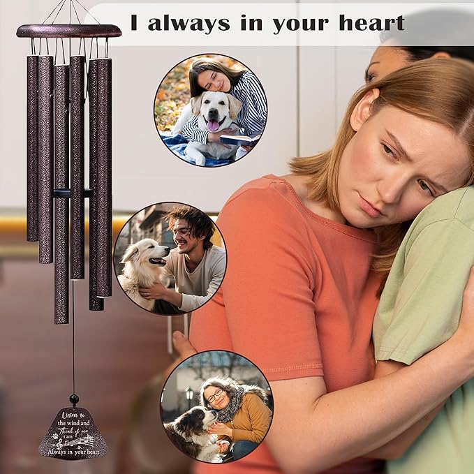 Dog Memorial Gifts for Loss of Dog, Pet Memorial Gifts 32in Wind Chimes, Loss of Dogs Sympathy Gift, Pet Remembrance/Bereavement/Passing Away Wind Chimes