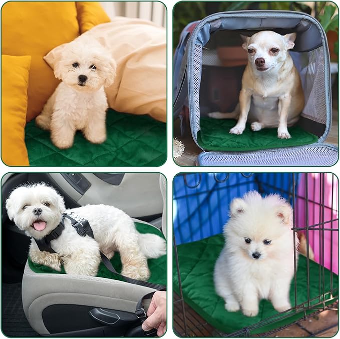 4 Pack Self Heating Cat Pad Self Warming Dog Mat Reflects Body Heat Extra Warm Thermal Pet Pad Washable Dog Cat Bed Crate Bed Mat Blanket(Dark Green,16 x 20 Inch)