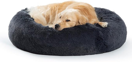 SAVFOX Calming Dog Bed, Anti Anxiety Dog Bed, Plush Donut Dog Bed for Small Dogs, Medium, Large & X-Large, Soft Fuzzy Comfy Dog Bed in Faux Fur, Cuddler Pet Bed, Washable, Multiple Sizes S-XL