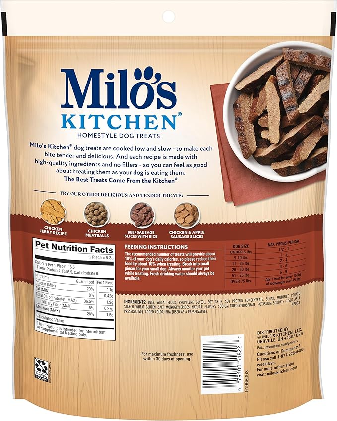 Milo's Kitchen Homestyle Dog Treats, Steak Grillers, 18 Ounce, High Protein, No Artificial Flavors