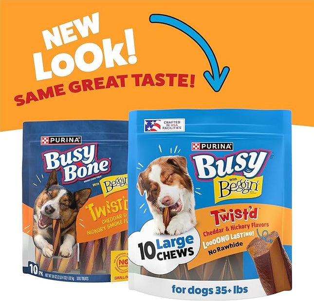 Purina Busy with Beggin’ Twist’d Cheddar and Hickory Smoke Flavors Adult Dog Treat - 10 ct. Pouch