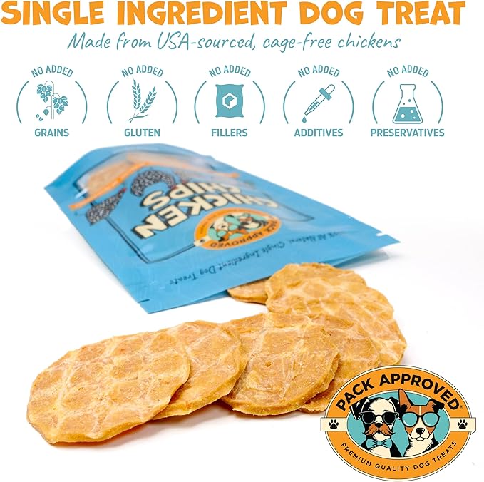 Chicken Chips - Crunchy, Single Ingredient Dog Treat -100% All Natural Chicken Breast - 12oz