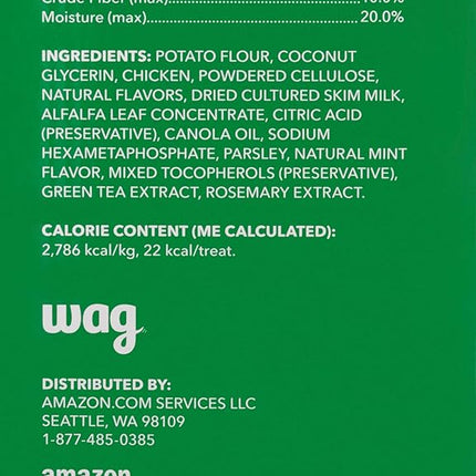 Amazon Brand - Wag Dental Dog Treats to Help Clean Teeth & Freshen Breath - Tiny, Unflavored, 2.25 pounds, 130 Count (Pack of 2)