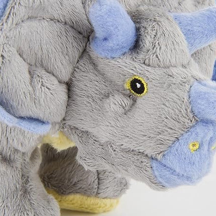 goDog Dinos Frills Squeaky Plush Dog Toy, Chew Guard Technology - Gray, Small