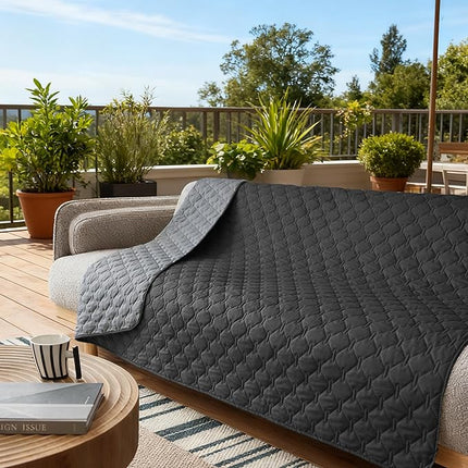 gogobunny 100% Double Sided Waterproof Dog Blanket Soft Pet Bed Cover Reversible Protect Furniture Couch Sofa Car for Puppy Large Dog Cat (Dark Charcoal/Light Charcoal, 52x82 Inch (Pack of 1))