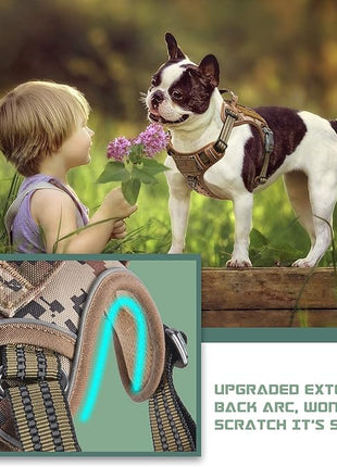 BUMBIN Tactical Dog Harness for Medium Dogs No Pull, Famous TIK Tok No Pull Dog Harness, Fit Smart Reflective Pet Walking Harness for Training, Adjustable Dog Vest Harness with Handle Desert Camo M