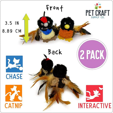 Pet Craft Supply Kitty Condor Crazy Catnip, Funny Cuddling Chasing Hunting Irresistible Stimulating Soft Plush Boredom Relief Interactive Cat Toy with Realistic Feathers, All Breed Sizes (Pack of 2)
