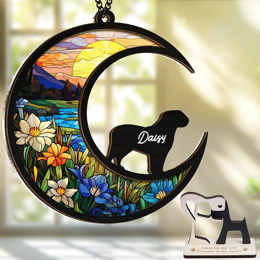 6'' Dogues De Bordeaux Dog Memorial Suncatcher Custom Name Dog Breed Pet Ornament Window Car Hanging Sympathy Gift for Loss of Pet Passed Away Remembrance Gift for Dog Lovers SCD-B11-6-16