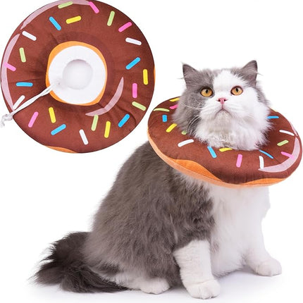 Cat Cone Collar Soft, Cat Recovery Collar for Wound Healing Cute Cat Donut Adjustable Cat Cones to Stop Licking Comfortable Lightweight Neck Elizabethan Collars for Cats Kittens After Surgery
