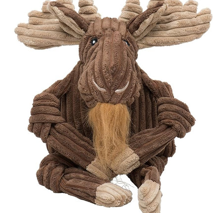 HuggleHounds Knottie Plush Dog Toy - Dog Stuffed Animal Toy, Puppy Toys, Squeaky Dog Toy for Small, Medium & Large Dogs, Durable Plush to Keep Them Busy - Manny Moose, Large