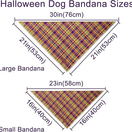 Halloween Pumpkin Dog Bandana, Thanksgiving Triangle Bid Scarf, Cotton Pet Kerchief for Girl Boy Dogs or Cats, Colorful Plaid Puppy Bandana for Small Medium Dog Fancy