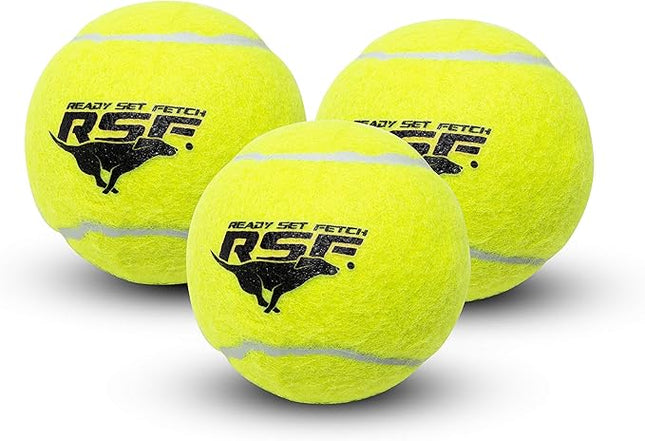 Franklin Pet Supply Co. Squeaky Dog Tennis Balls - Ready Set Fetch Dog Toy Tennis Balls with Squeaker - Perfect Pet Toy Fetch Ball for Small, Medium + Large Dogs - 3 Pack