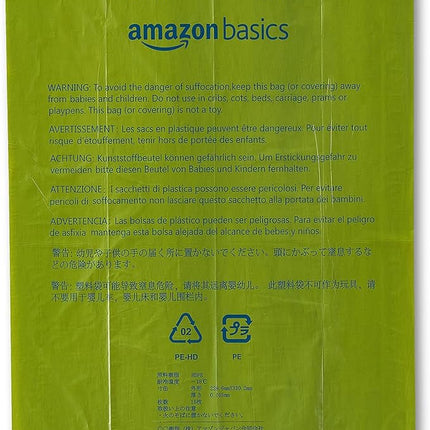 AmazonBasics Enhanced Dog Waste Bag with Dispenser and Leash Clip - 540 Count, Talcum Powder