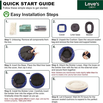 Love's cabin Round Donut Cat and Dog Cushion Bed, 30in Pet Bed for Medium or Large Dogs, Anti-Slip & Water-Resistant Bottom, Soft Durable Fabric Pet beds, Washable Calming Cat & Dog Bed Navy