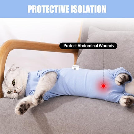 LIANZIMAU Cat Surgical Recovery Suit Professional for Male Female Dog Abdominal Wounds Cone E-Collar Alternative Anti-Licking Pet Surgical Recovery Pajama Suit Soft Fabric Onesie for Cats